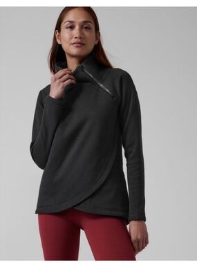 Athleta Cozy Karma Asym Black Pullover Top
